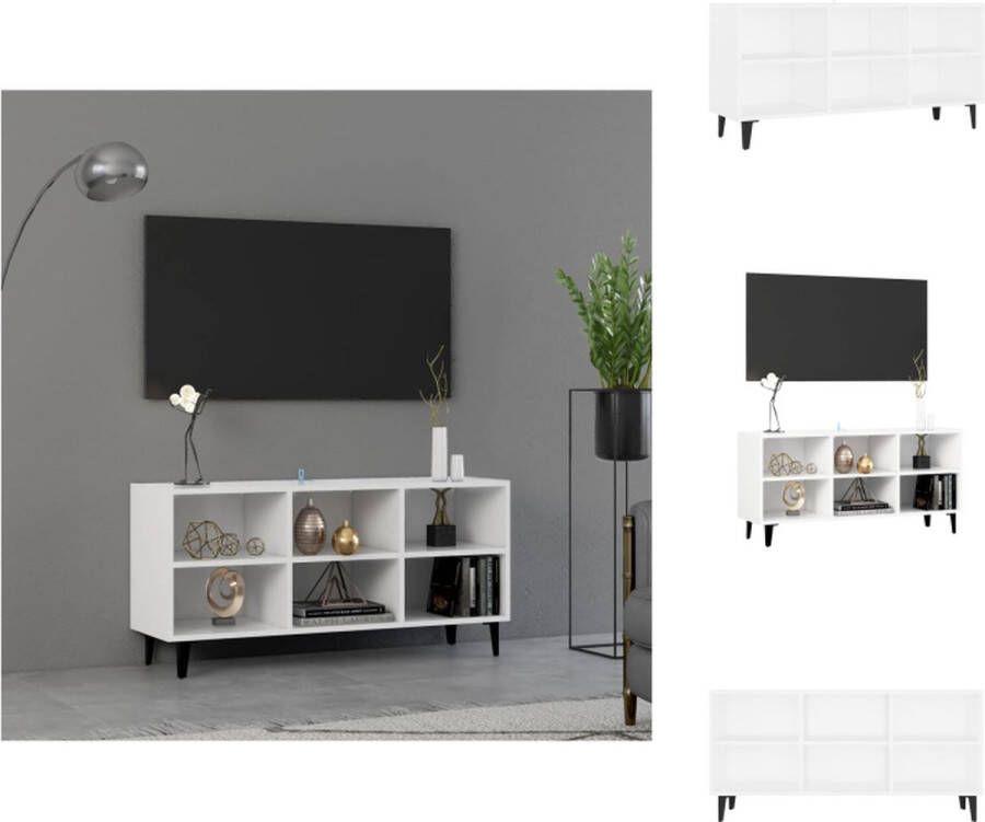 vidaXL TV-meubel Industrieel 103.5 x 30 x 50 cm Wit 6 vakken Montage vereist Kast