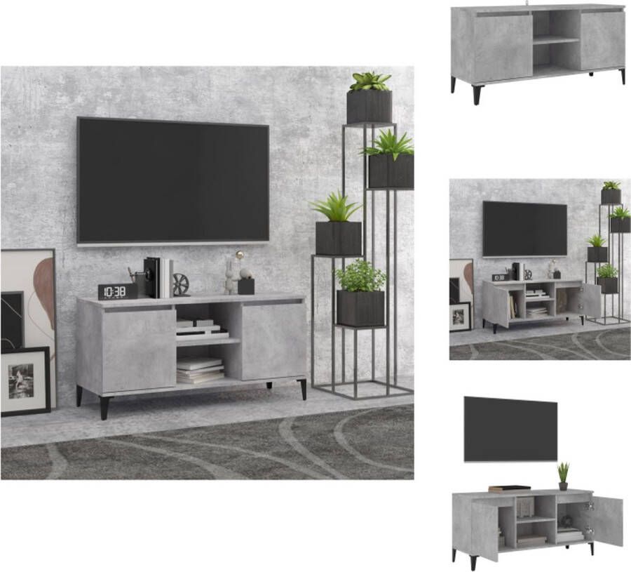VidaXL Tv-kast Tv-kasten Tv-standaard Tv-standaarden Tv-meubel met metalen poten 103 5x35x50 cm betongrijs
