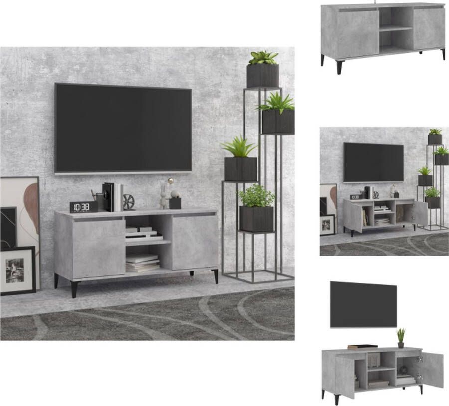 vidaXL Tv-meubel Industrieel 103.5 x 35 x 50 cm Betongrijs Kast