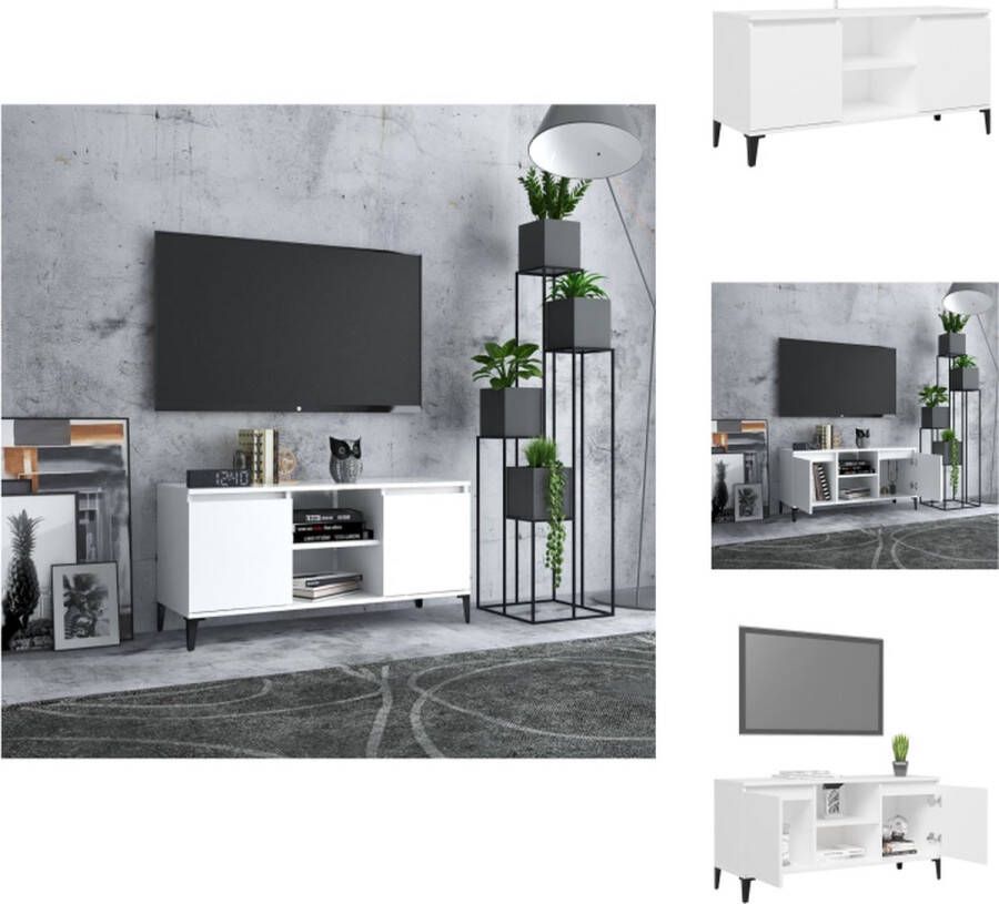 VidaXL Tv-kast Tv-kasten Tv-standaard Tv-standaarden Tv-meubel met metalen poten 103 5x35x50 cm wit