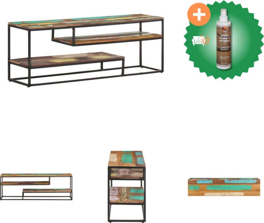 VidaXL TV-meubel Industrieel 130 x 30 x 45 cm Gerecycled hout en staal Kast Inclusief Houtreiniger en verfrisser