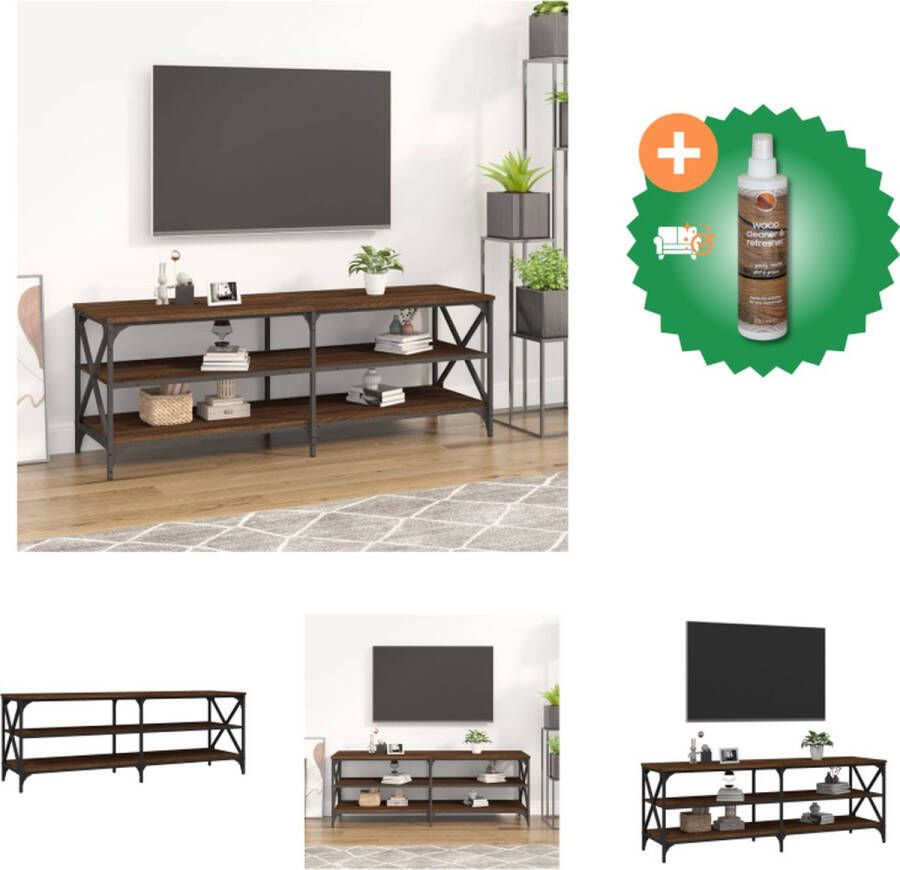 VidaXL TV-meubel Industrieel 140 x 40 x 50 cm Bruineiken Duurzaam materiaal Kast Inclusief Houtreiniger en verfrisser