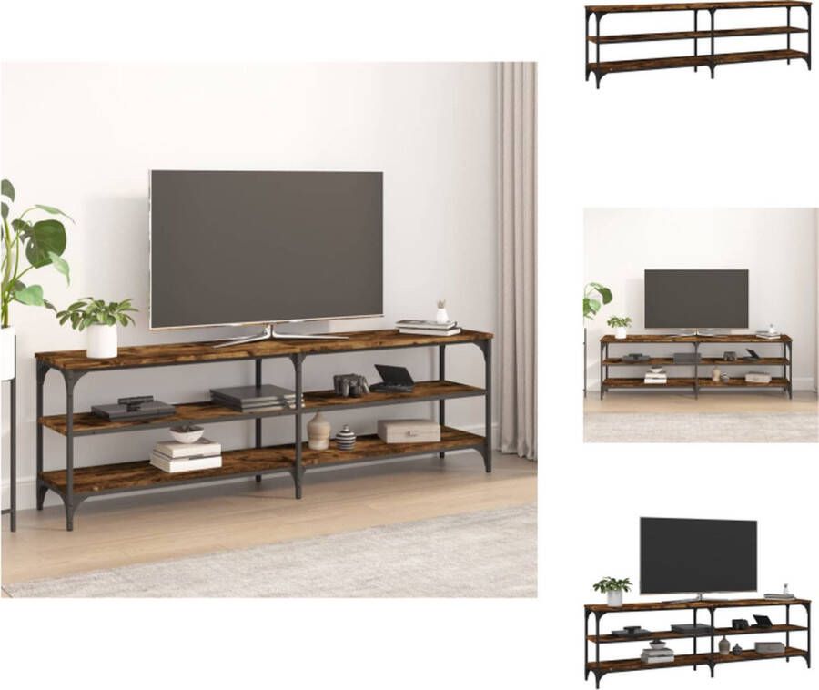 vidaXL Tv-meubel Industrieel 160 x 30 x 50 cm Gerookt eiken Duurzaam hout en ijzer Kast