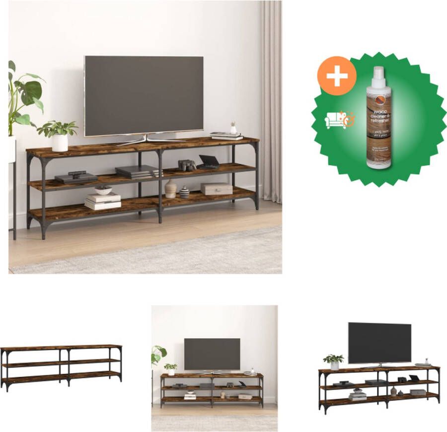 VidaXL Tv-meubel Industrieel 160 x 30 x 50 cm Gerookt eiken Duurzaam hout en ijzer Kast Inclusief Houtreiniger en verfrisser