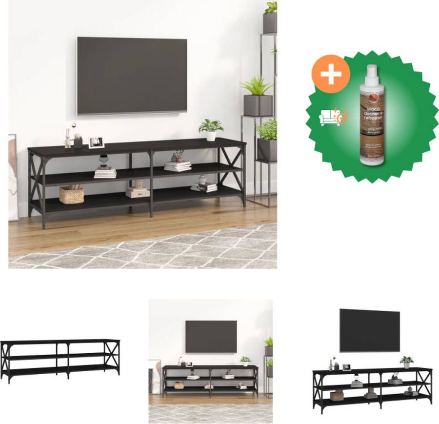 VidaXL TV-meubel Industrieel 160 x 40 x 50 cm Zwart Kast Inclusief Houtreiniger en verfrisser