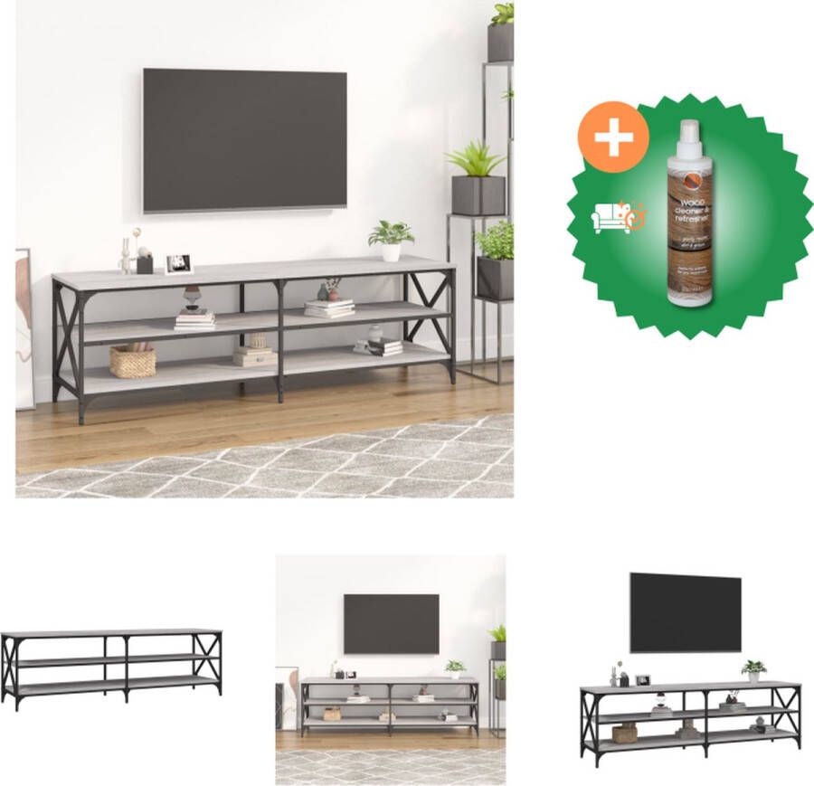 VidaXL Tv-meubel 160x40x50 cm bewerkt hout grijs sonoma eikenkleurig Kast Inclusief Houtreiniger en verfrisser