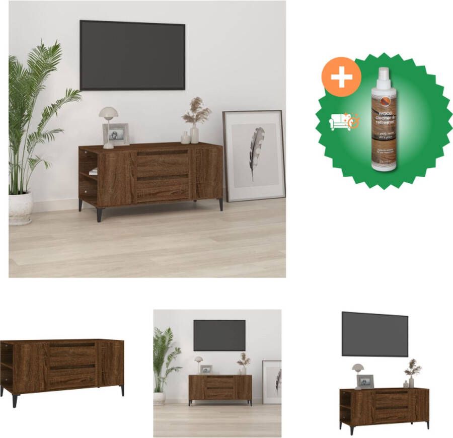 VidaXL TV-meubel Scandinavische stijl Meubel Afmetingen- 102 x 44.5 x 50 cm Kleur- Bruineiken Kast Inclusief Houtreiniger en verfrisser - Foto 2