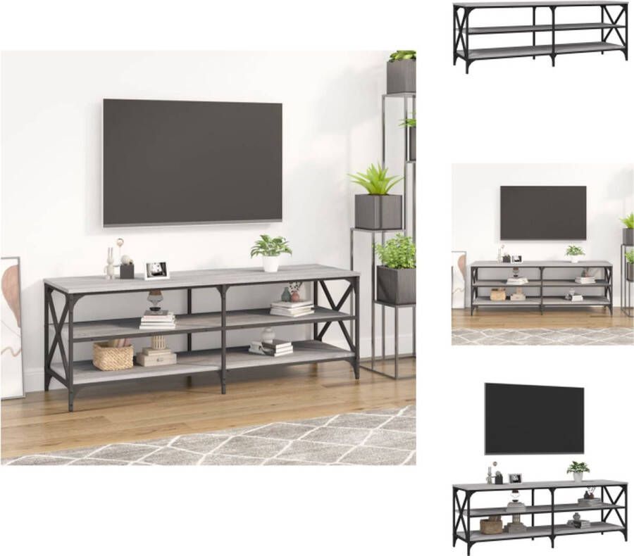 VidaXL TV-meubel Industrieel Grijs Sonoma eiken 140 x 40 x 50 cm Duurzaam hout met ijzeren frame Kast