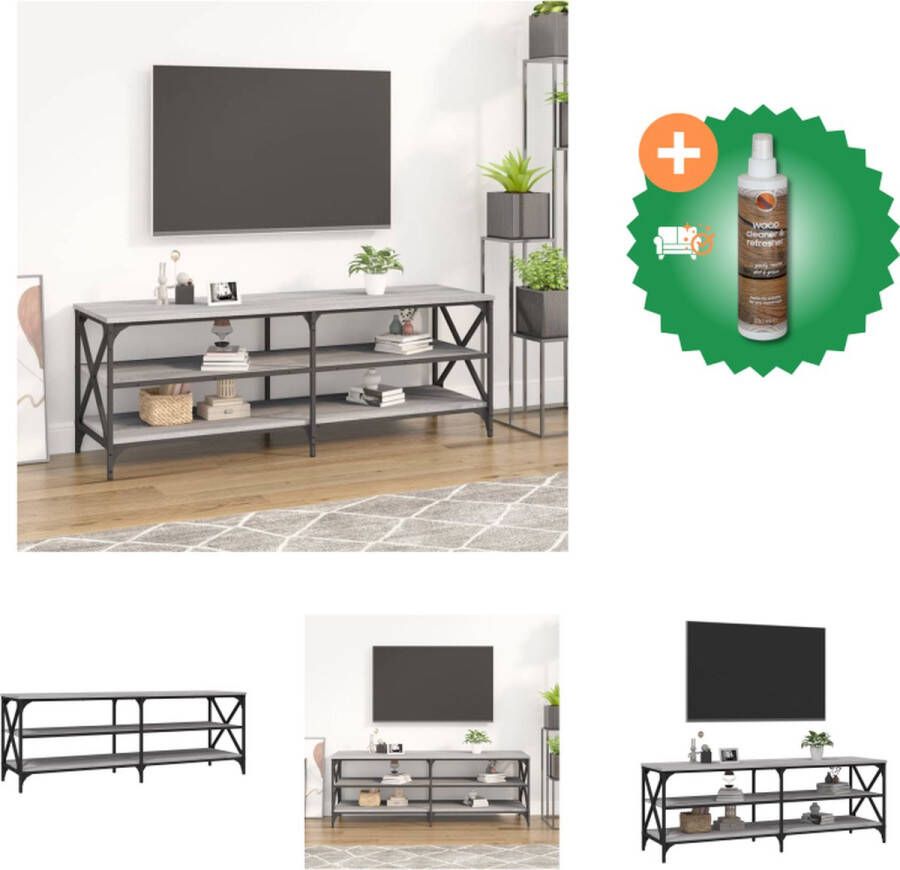 VidaXL TV-meubel Industrieel Grijs Sonoma eiken 140 x 40 x 50 cm Duurzaam hout met ijzeren frame Kast Inclusief Houtreiniger en verfrisser