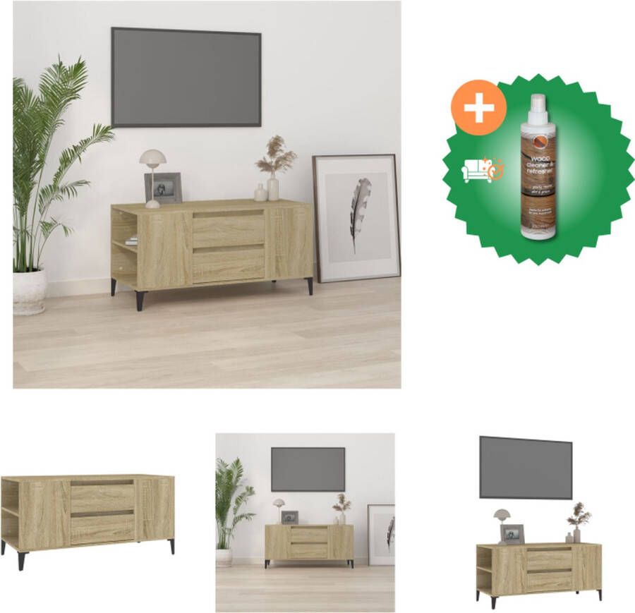 VidaXL Tv-meubel 102x44-5x50 cm bewerkt hout sonoma eikenkleurig Kast Inclusief Houtreiniger en verfrisser