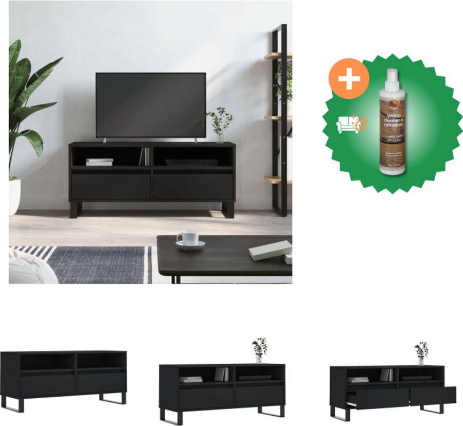 VidaXL TV-meubel Industrieel Zwart 100 x 34.5 x 44.5 cm Opbergruimte Stabiel Kast Inclusief Houtreiniger en verfrisser