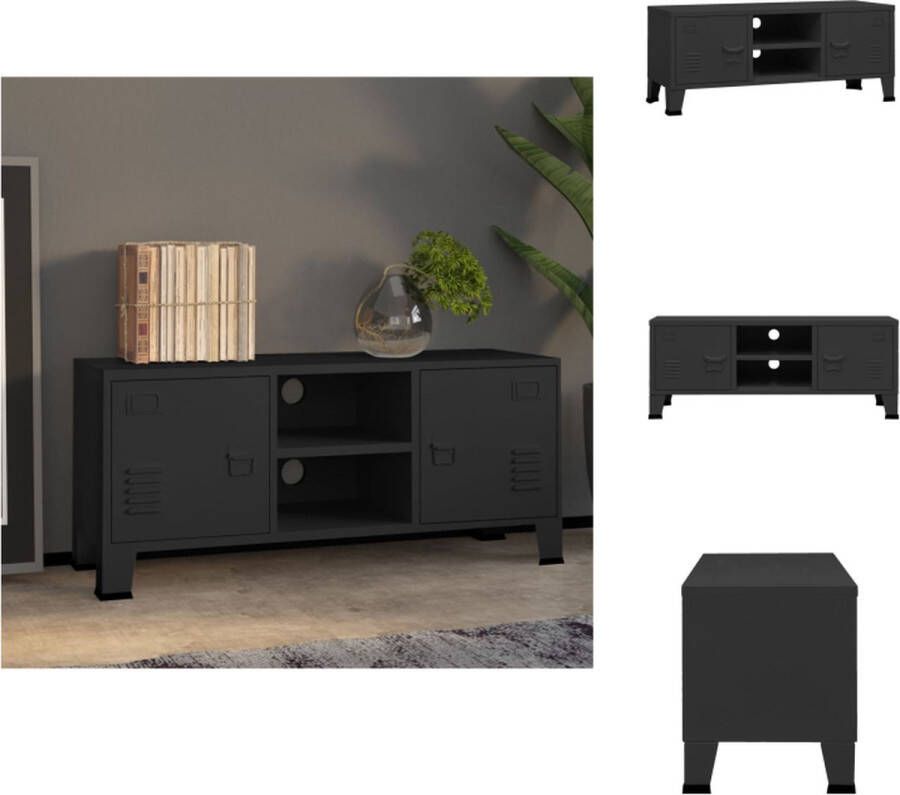 VidaXL TV-meubel Industriële stijl 105 x 35 x 42 cm Zwart Metaal Kast