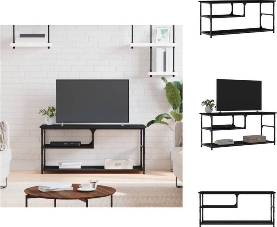VidaXL Tv Meubel Tv Meubelen Tv-standaard Televisiemeubel Tv-meubel 103x38x46-5 cm bewerkt hout en staal zwart - Foto 1