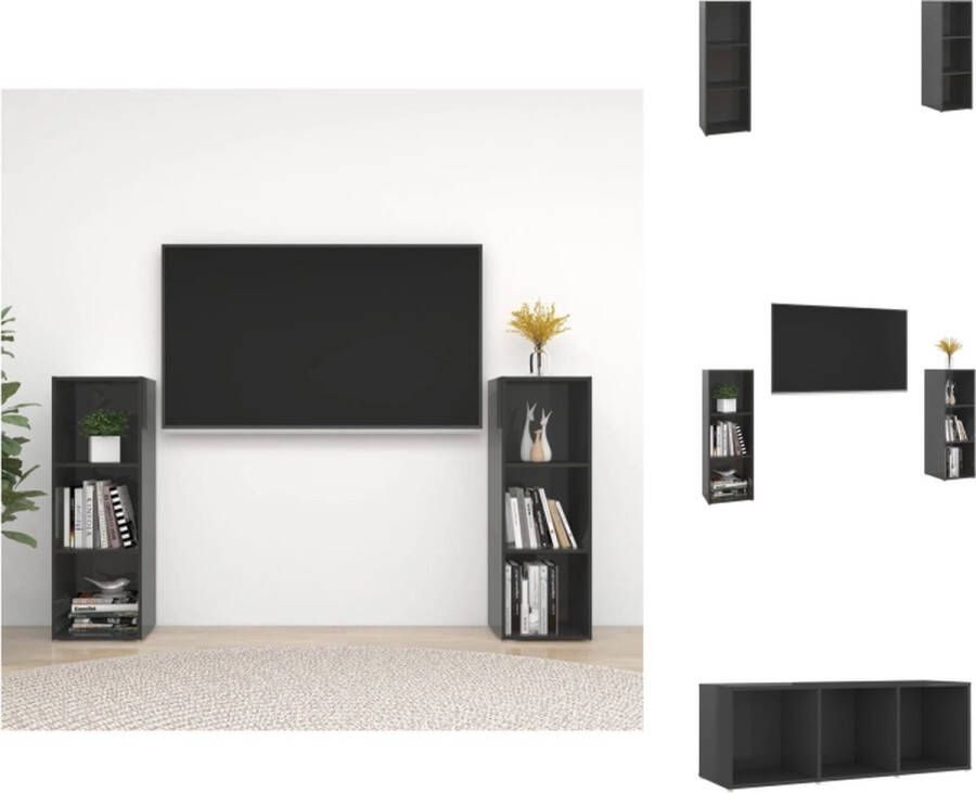 VidaXL Tv-meubel Klassiek 107x35x37 cm Hoogglans grijs Kast