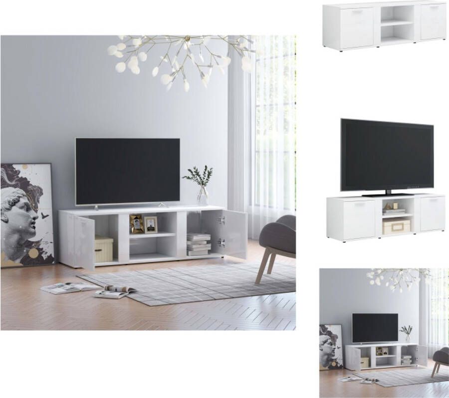 vidaXL Tv-meubel Klassiek 120 x 34 x 37 cm Hoogglans wit Bewerkt hout Kast