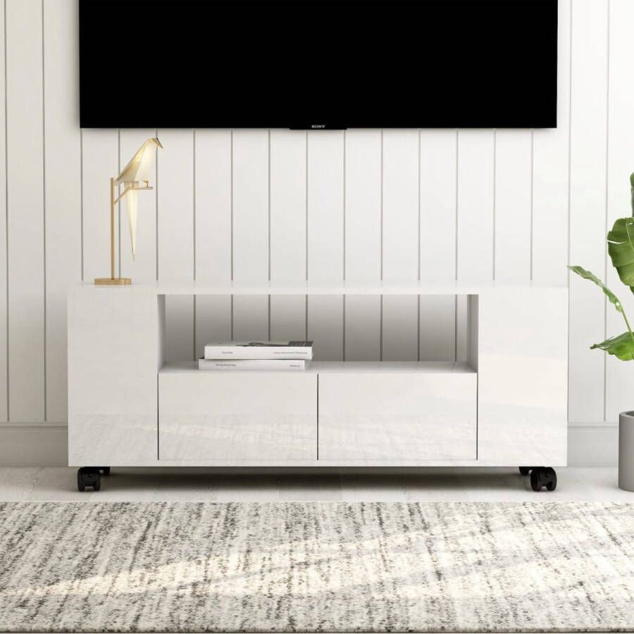 VidaXL TV-meubel Klassiek 120 x 35 x 48 cm Hoogglans wit