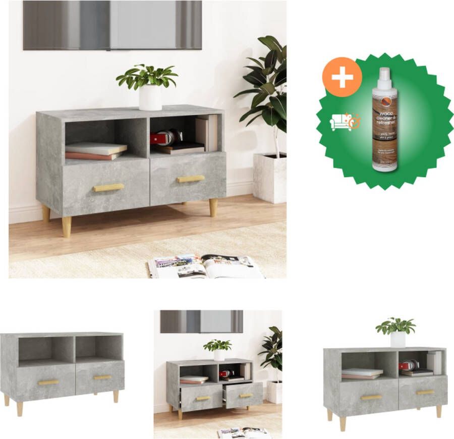 VidaXL TV-meubel Klassiek Betongrijs 80 x 36 x 50 cm Bewerkt hout Kast Inclusief Houtreiniger en verfrisser