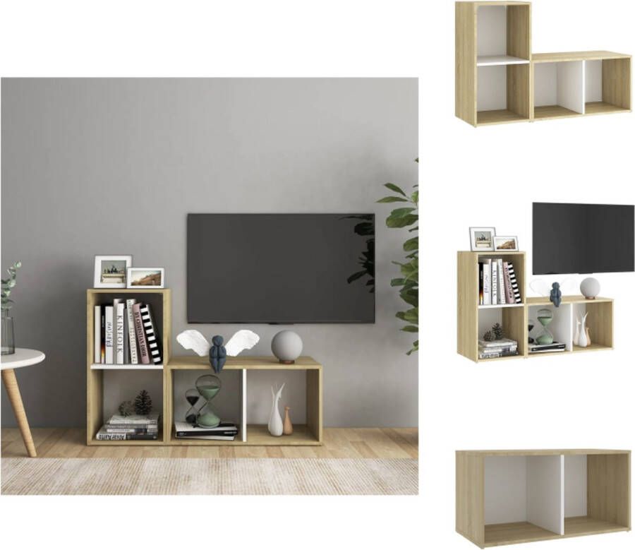 VidaXL Tv-meubel Klassiek design 72 x 35 x 36.5 cm Wit sonoma eiken Kast