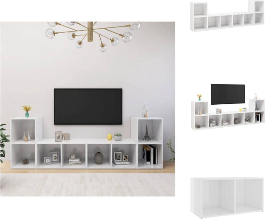 VidaXL TV-meubel Klassiek Hoogglans Wit 72 x 35 x 36.5 cm Kast