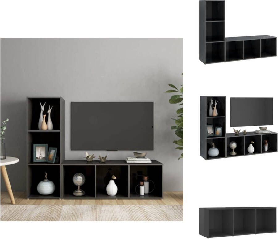 vidaXL TV Meubel Klassiek Televisiekast 107 x 35 x 37 cm Hoogglans grijs Kast