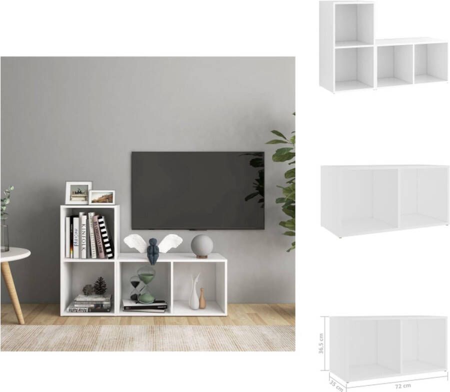 vidaXL TV-meubel Klassiek Wit 72 x 35 x 36.5 cm 2 vakken Kast