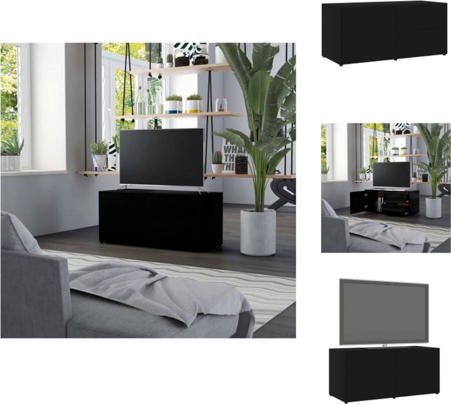 VidaXL Tv-meubel klassieke stijl spaanplaat 80 x 34 x 36 cm zwart Kast