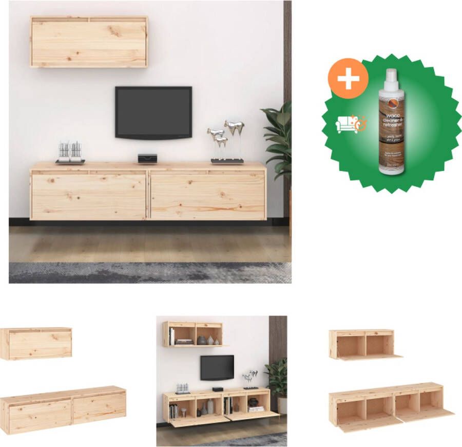VidaXL Tv-meubel Klassieke televisiekasten Massief grenenhout 80 x 30 x 35 cm Kast Inclusief Houtreiniger en verfrisser - Foto 2