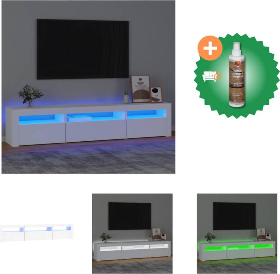 VidaXL TV-meubel LED RGB-verlichting 195 x 35 x 40 cm wit bewerkt hout Kast Inclusief Houtreiniger en verfrisser