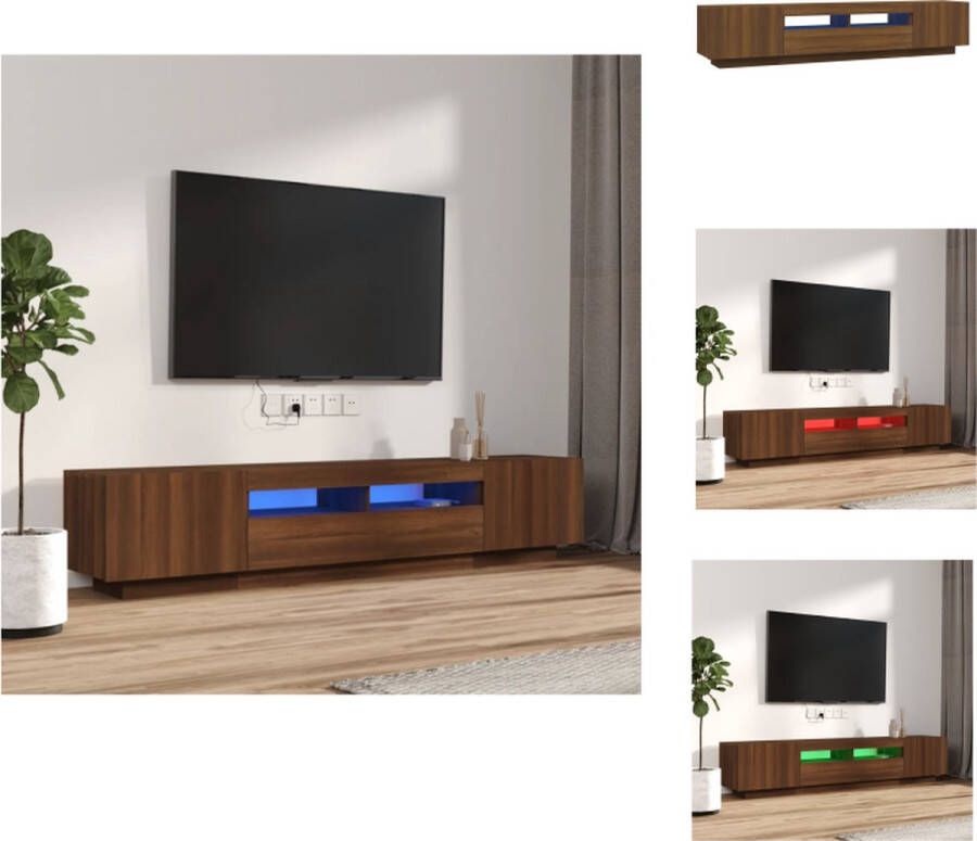 VidaXL Tv-kast Tv-kasten Tv-meubel Met LED-verlichting 2-delige Tv-meubelset met LED bewerkt hout bruineiken - Foto 2