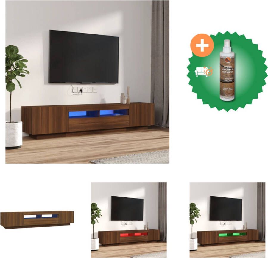 VidaXL TV-meubel LED-verlichting Praktisch materiaal Afmetingen- 100 80 x 35 x 40 cm Kleur- bruineiken Kast Inclusief Houtreiniger en verfrisser