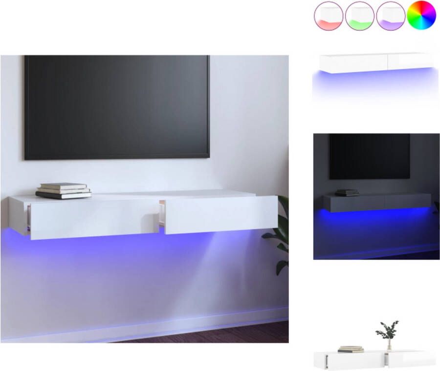 VidaXL TV-meubel LED-Verlichting 120 x 35 x 15.5 cm Hoogglans Wit Kast