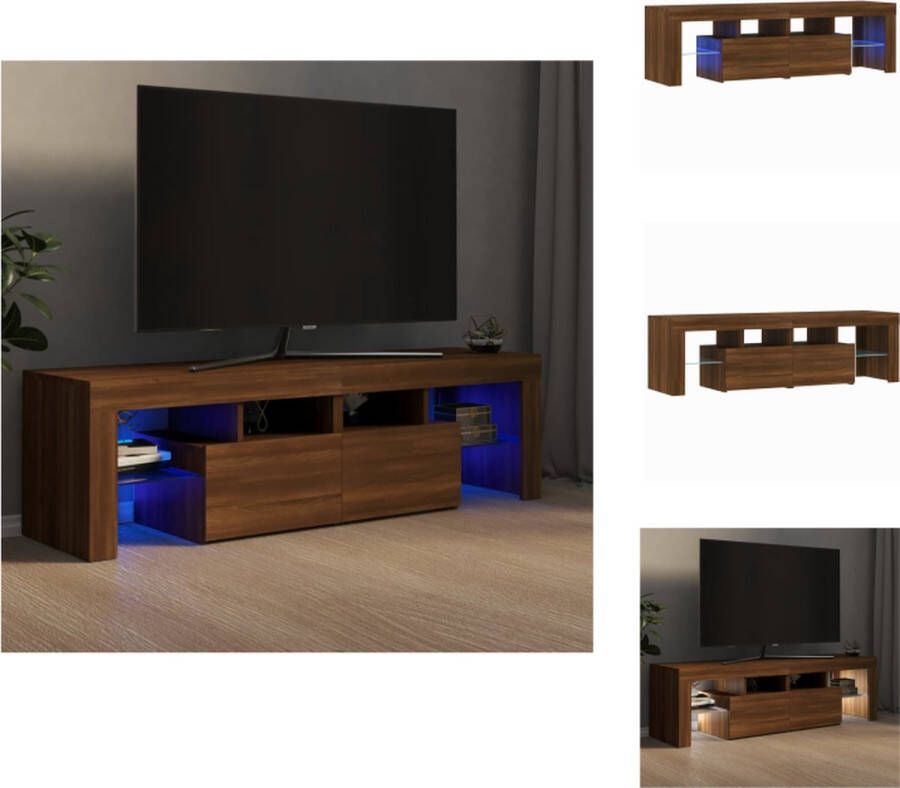 VidaXL Tv-kast Tv-kasten Tv-meubel Hifi-meubel Tv-meubel LED-verlichting 140x36-5x40 cm bruineikenkleurig