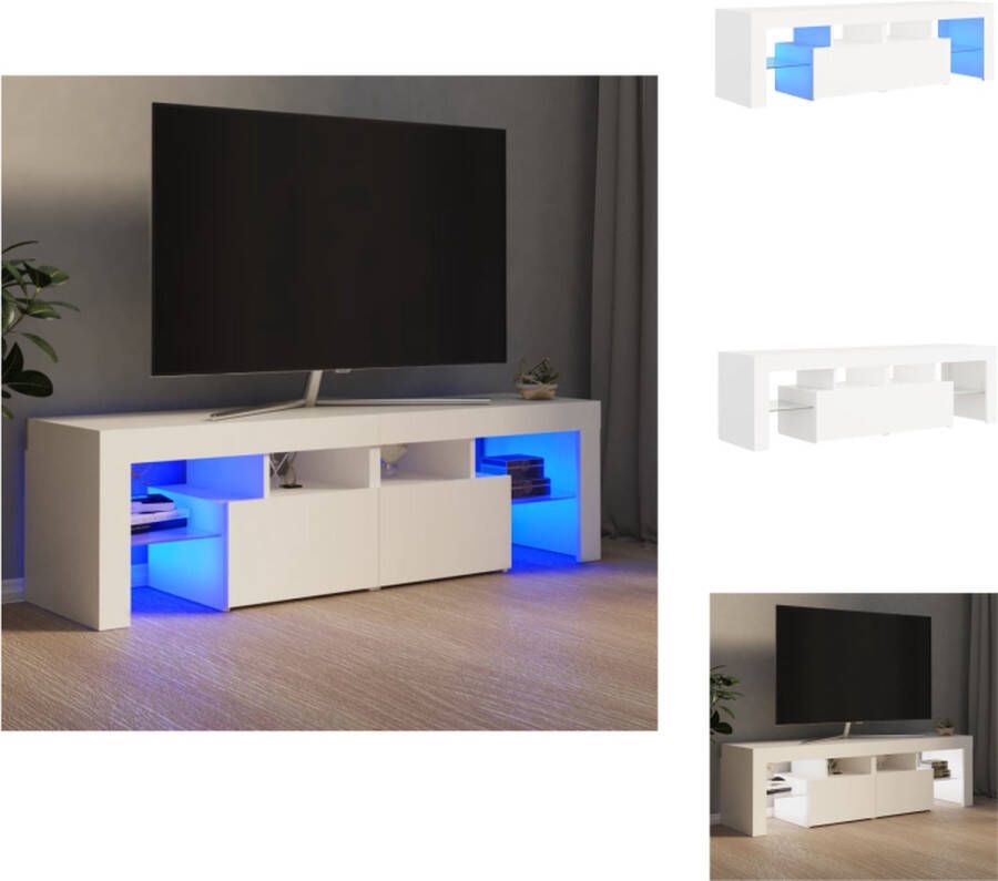 vidaXL Tv-meubel LED-verlichting 140 x 36.5 x 40 cm Wit Bewerkt hout Kast