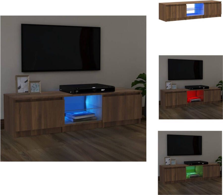 VidaXL TV-meubel LED-verlichting 140 x 40 x 35.5 cm Bruineiken hout Trendy design Kast