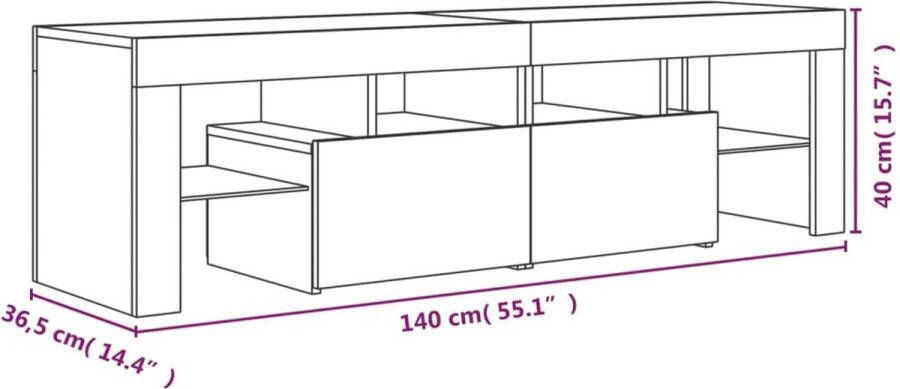 VidaXL -Tv-meubel-LED-verlichting-140x36 5x40-cm-bruineikenkleurig - Foto 5