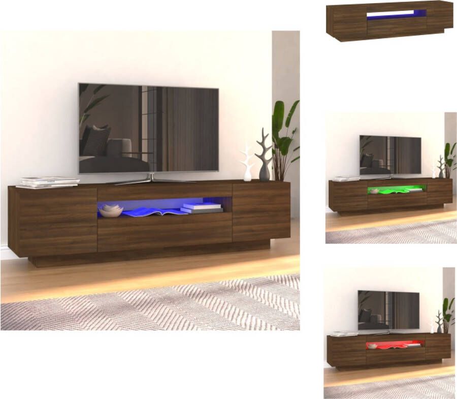 vidaXL TV-meubel LED-verlichting 160x35x40 cm Bewerkt Hout Bruineiken Kast