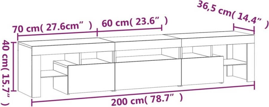 VidaXL -Tv-meubel-LED-verlichting-200x36 5x40-cm-gerookt-eikenkleurig - Foto 3