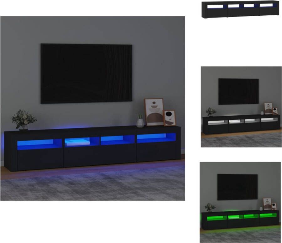 VidaXL Tv-kast Tv-kasten Tv-meubel Met LED-verlichting Tv-meubel met LED-verlichting 210x35x40 cm zwart - Foto 2