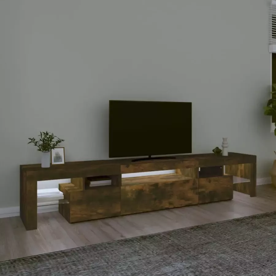 VidaXL Tv-meubel LED-verlichting 215x36 5x40 cm gerookt eikenkleurig - Foto 4