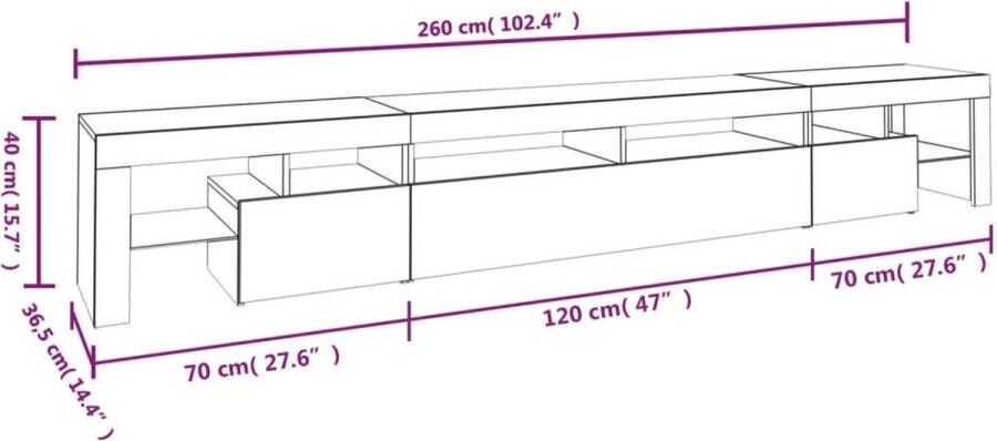 VidaXL -Tv-meubel-LED-verlichting-260x36 5x40-cm-gerookt-eikenkleurig - Foto 2