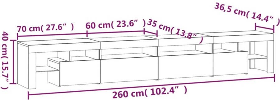 VidaXL -Tv-meubel-LED-verlichting-260x36 5x40-cm-gerookt-eikenkleurig - Foto 3