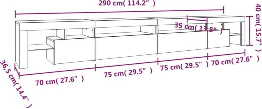 VidaXL -Tv-meubel-LED-verlichting-290x36 5x40-cm-gerookt-290x36 5x40-cm - Foto 4