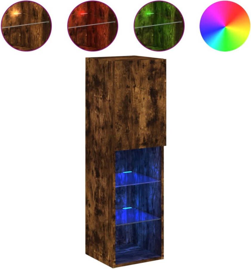 VidaXL Tv-meubel LED-verlichting Gerookt eiken Tv-meubel Tv-meubelen Tv Kast Opbergkast - Foto 4