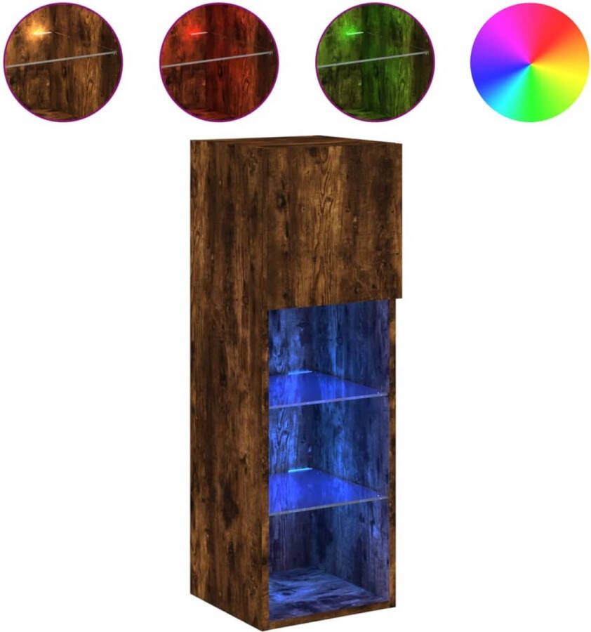 VidaXL Tv-meubel LED-verlichting Gerookt Eiken Tv-wandmeubel Tv-wandmeubelen Zwevend Tv-meubel Tv-wandmeubel - Foto 2