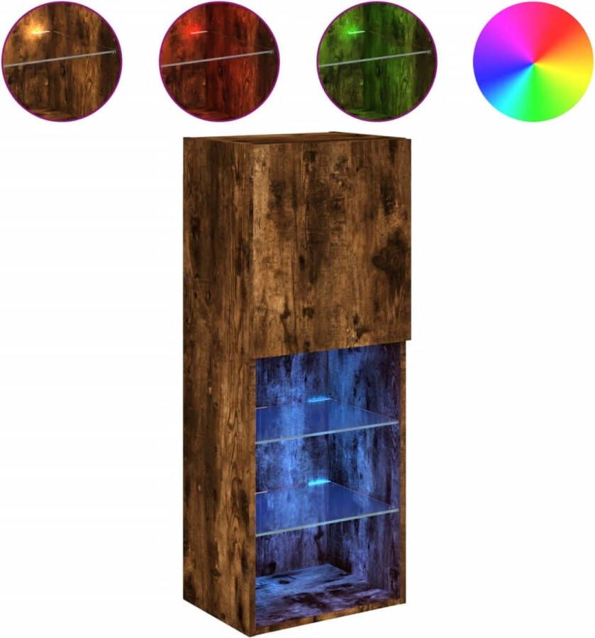 VidaXL Tv-meubel LED-verlichting Gerookt eiken 40 5x30x102 cm Tv-meubel Tv-meubelen Tv Kast Opbergkast - Foto 2