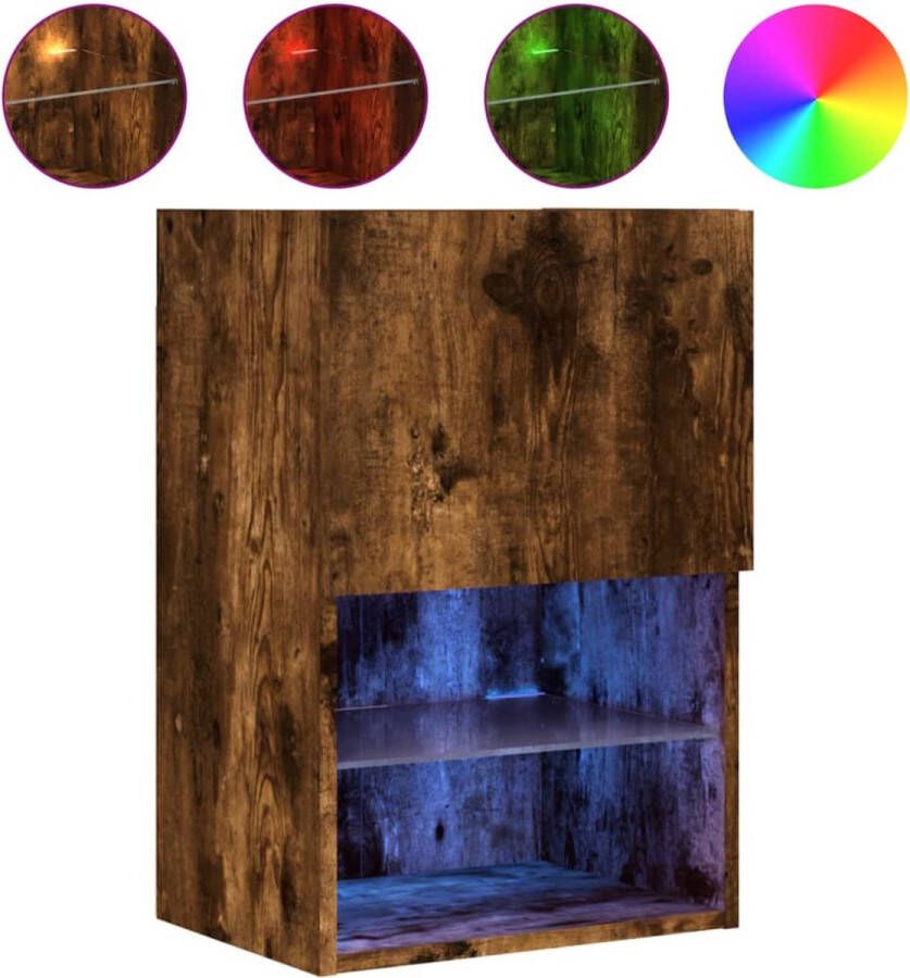 VidaXL Tv-meubel LED-verlichting Gerookt eiken Tv-meubel Tv-meubelen Tv Kast Opbergkast - Foto 3
