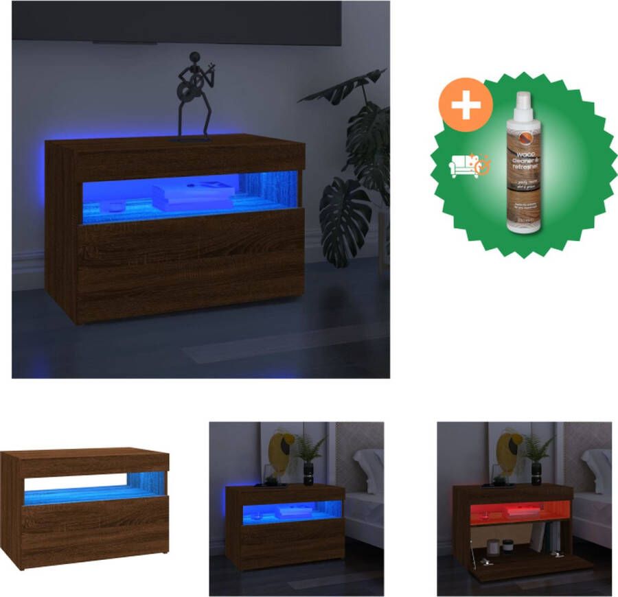 VidaXL Tv-meubel met LED-verlichting 60x35x40 cm bruineikenkleurig Kast Inclusief Houtreiniger en verfrisser