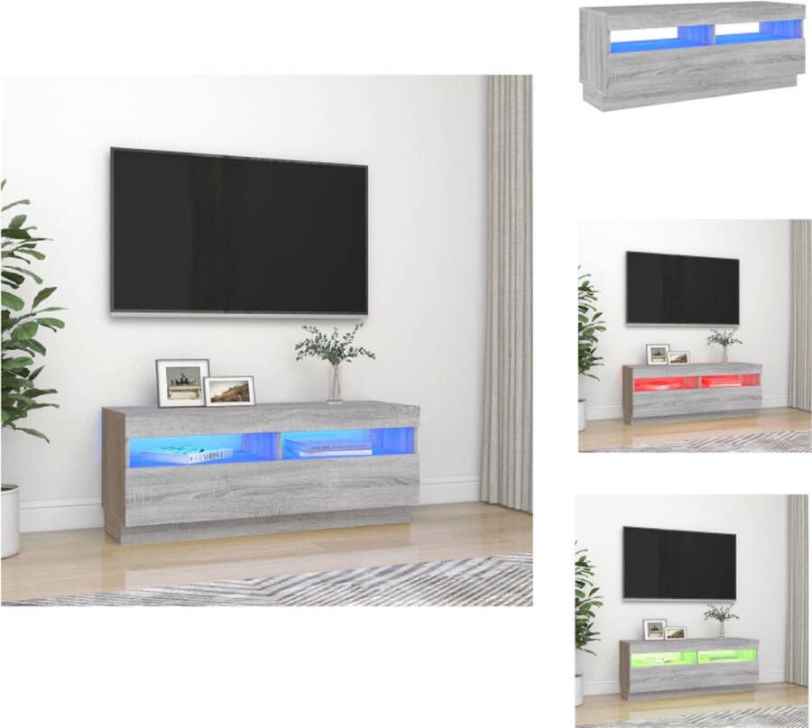VidaXL TV-meubel LED-verlichting bewerkt hout grijs sonoma eiken 100 x 35 x 40 cm Kast