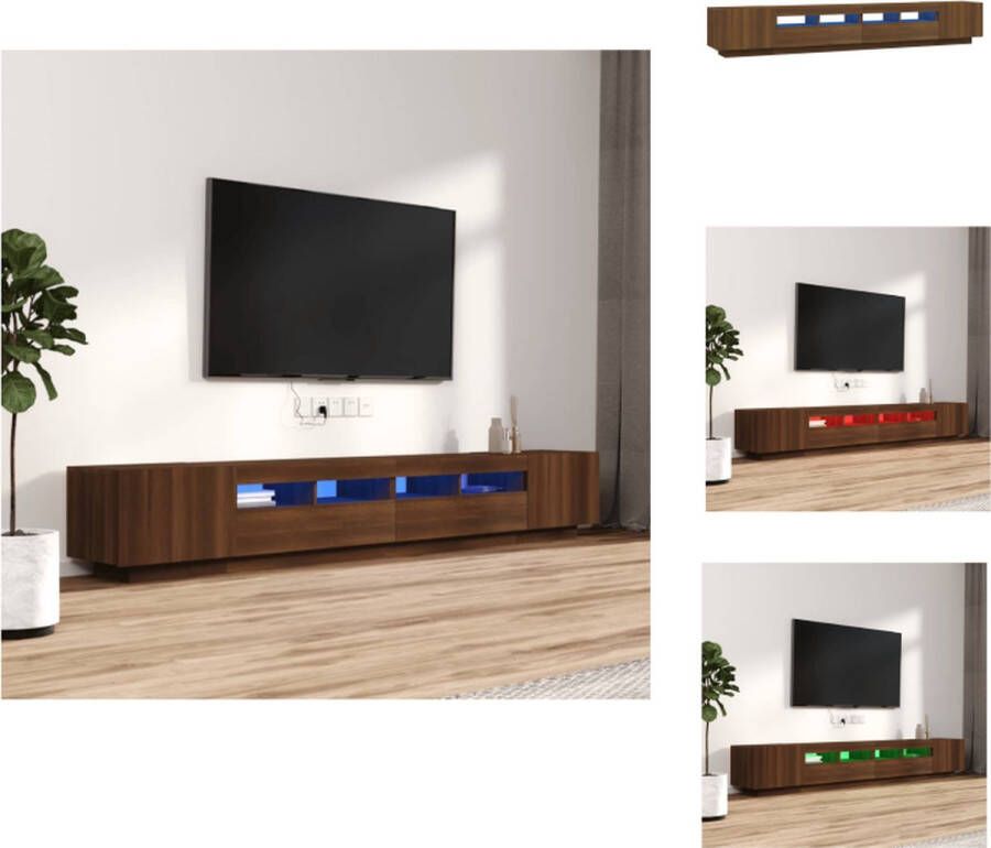 VidaXL Tv-kast Tv-kasten Tv-meubel Met LED-verlichting 3-delige Tv-meubelset met LED bewerkt hout bruineiken - Foto 2