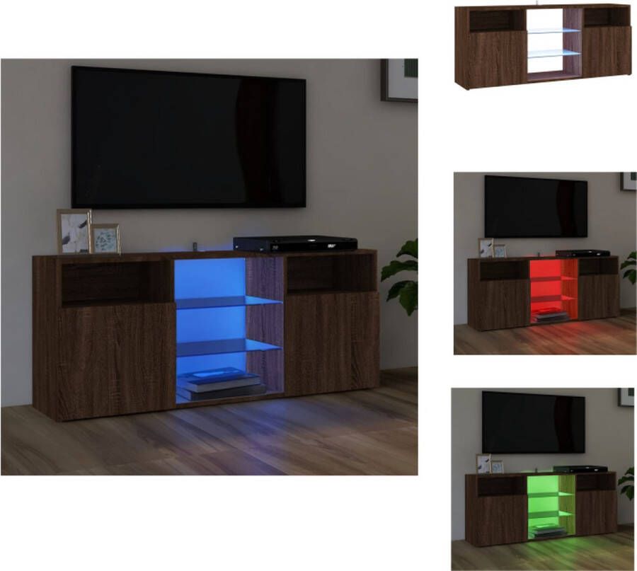 VidaXL TV-meubel LED-verlichting Bruineiken 120 x 30 x 50 cm Duurzaam materiaal Kast